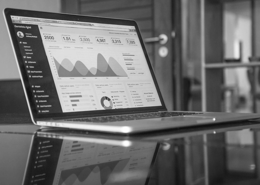 Laptop showing a marketing analytics dashboard