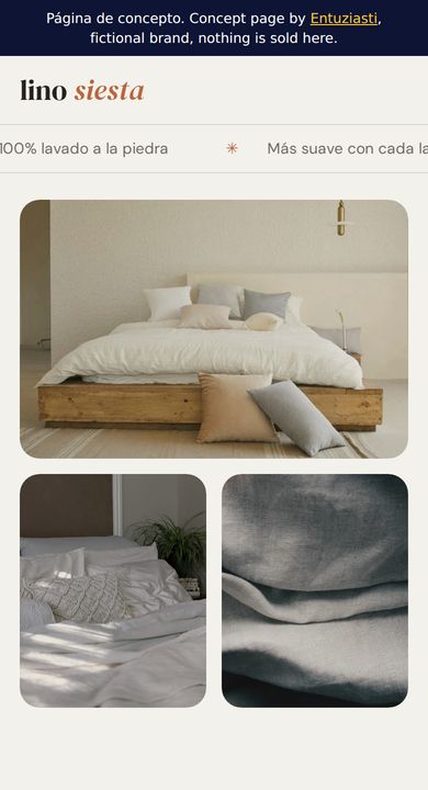 Mobile view of the Lino Siesta concept page